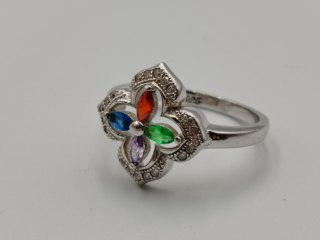 Piękny srebrny damski pierścionek CYRKONIE r.11 srebro 925 biżuteria