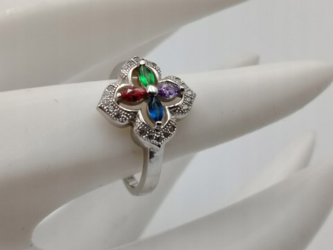 Piękny srebrny damski pierścionek CYRKONIE r.11 srebro 925 biżuteria