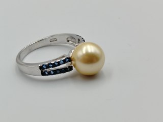 Piękny srebrny damski pierścionek PERŁA+CYRKONIE r.17 srebro 925 biżuteria