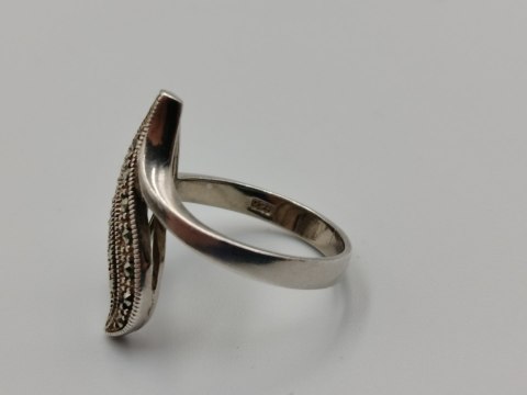 Piękny srebrny damski pierścionek ażurowy MARKAZYTY r.16 srebro biżuteria