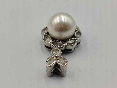 Piękny srebrny damski wisiorek/zawieszka PERŁA CYRKONIE biżuteria VINTAGE