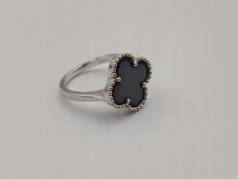 Piękny srebrny pierścionek ONYKS CZARNY KONICZYNA r. 9 srebro 925 biżuteria