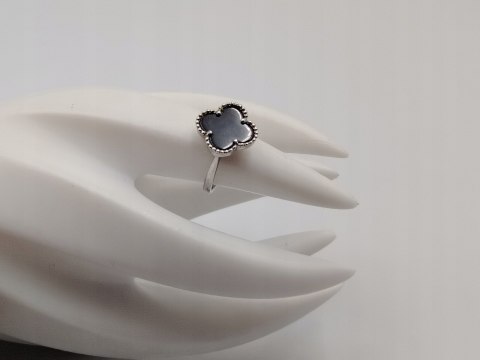 Piękny srebrny pierścionek ONYKS CZARNY KONICZYNA r. 9 srebro 925 biżuteria