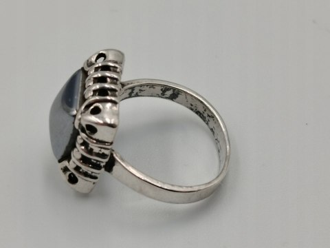 Piękny stary damski srebrny pierścionek HEMATYT srebro 925 r.16 VINTAGE
