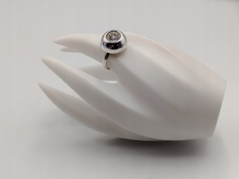 Piękny stary damski srebrny pierścionek KOPUŁKA CYRKONIA r.19 VINTAGE