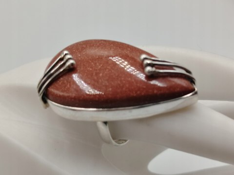 Piękny stary srebrny damski pierścionek PIASEK PUSTYNI r.17 srebro VINTAGE