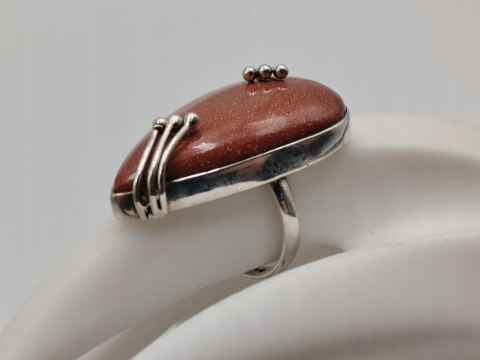 Piękny stary srebrny damski pierścionek PIASEK PUSTYNI r.17 srebro VINTAGE