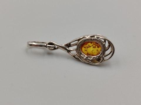 Piękny stary srebrny damski wisiorek/zawieszka BURSZTYN biżuteria VINTAGE