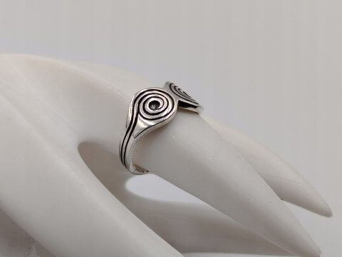 Piękny stary srebrny pierścionek celtycki SPIRALA r. 14 srebro biżuteria