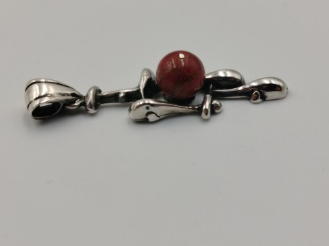 Piękny stary srebrny wisiorek/zawieszka KORAL srebro biżuteria VINTAGE