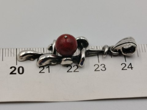 Piękny stary srebrny wisiorek/zawieszka KORAL srebro biżuteria VINTAGE