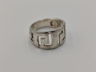 Srebrny ażurowy pierścionek/obrączka WZÓR GRECKI r.15/16 srebro 925 VINTAGE