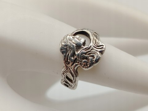 Stary piękny srebrny damski pierścionek LADY r.9 srebro biżuteria VINTAGE