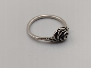 Stary piękny srebrny damski pierścionek RÓŻA r.16 srebro biżuteria VINTAGE