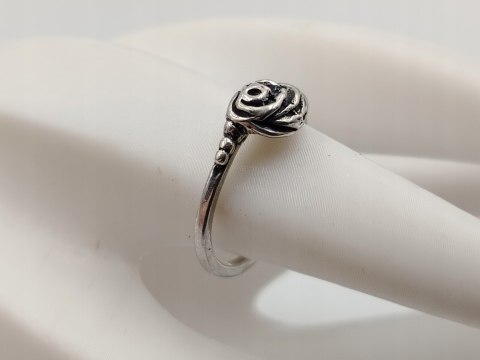 Stary piękny srebrny damski pierścionek RÓŻA r.16 srebro biżuteria VINTAGE