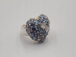 Stary piękny srebrny pierścionek SERCE cyrkonie r. 13 VINTAGE biżuteria