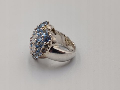 Stary piękny srebrny pierścionek SERCE cyrkonie r. 13 VINTAGE biżuteria