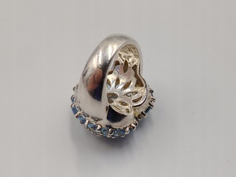 Stary piękny srebrny pierścionek SERCE cyrkonie r. 13 VINTAGE biżuteria