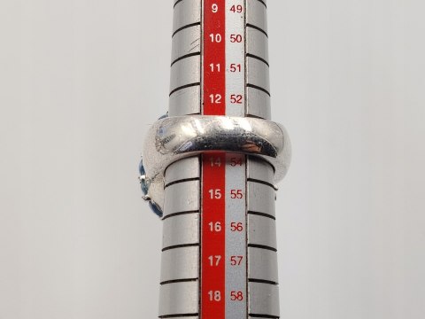 Stary piękny srebrny pierścionek SERCE cyrkonie r. 13 VINTAGE biżuteria