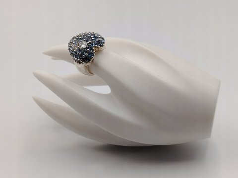 Stary piękny srebrny pierścionek SERCE cyrkonie r. 13 VINTAGE biżuteria