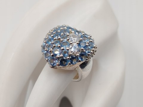 Stary piękny srebrny pierścionek SERCE cyrkonie r. 13 VINTAGE biżuteria