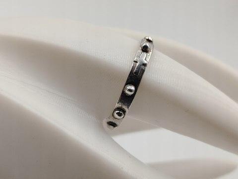 Stary piękny srebrny różaniec na palec/obrączka roz. 26 VINTAGE biżuteria