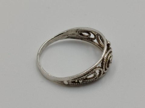 Stary srebrny ażurowy filigranowy pierścionek/obrączka r.17 srebro VINTAGE