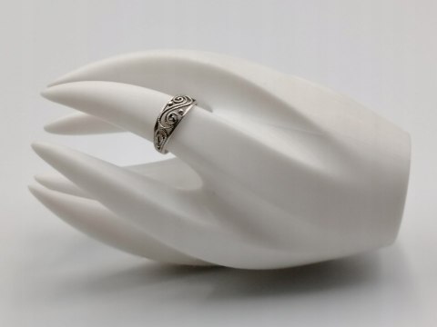 Stary srebrny ażurowy filigranowy pierścionek/obrączka r.17 srebro VINTAGE