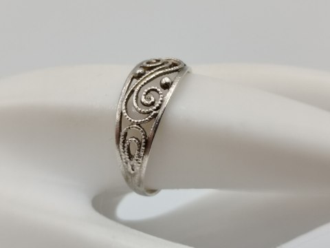 Stary srebrny ażurowy filigranowy pierścionek/obrączka r.17 srebro VINTAGE