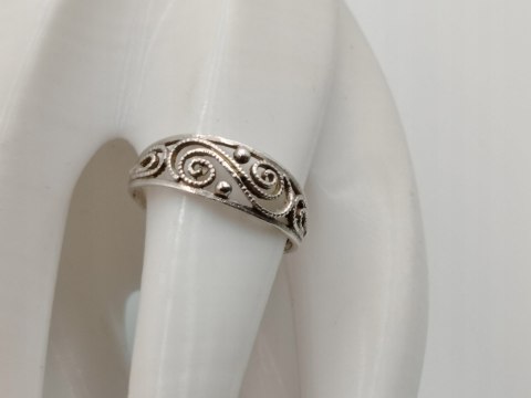 Stary srebrny ażurowy filigranowy pierścionek/obrączka r.17 srebro VINTAGE