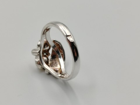 Stary srebrny damski pierścionek PERŁY r.18 srebro 925 VINTAGE biżuteria