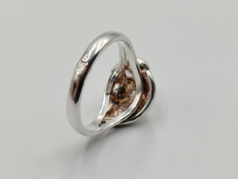 Stary srebrny damski pierścionek PERŁY r.18 srebro 925 VINTAGE biżuteria