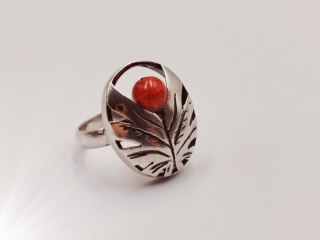 Stary srebrny damski pierścionek ażurowy LISTEK r. 12 biżuteria VINTAGE