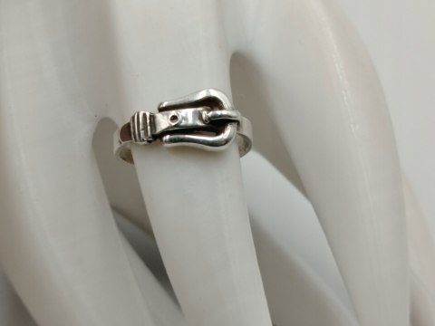 Stary srebrny damski pierścionek/obrączka PASEK DO SPODNI r. 16 VINTAGE