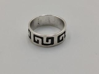 Stary srebrny damski pierścionek/obrączka wzór GRECKI r.7/8 srebro VINTAGE