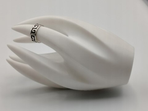 Stary srebrny damski pierścionek/obrączka wzór GRECKI r.7/8 srebro VINTAGE