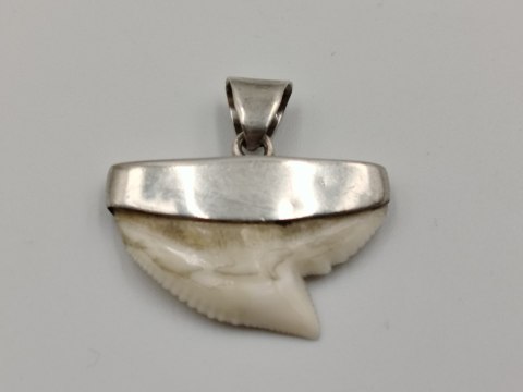 Stary srebrny damski wisiorek/zawieszka z zęba REKINA - VINTAGE biżuteria