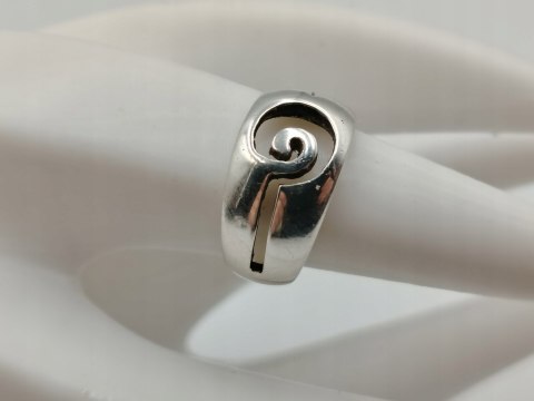 Stary srebrny pierścionek/obrączka ażurowa ŚLIMAK r. 11 srebro VINTAGE