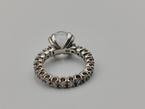 Bajeczny srebrny damski pierścionek CYRKONIE r. 14 srebro 925 biżuteria