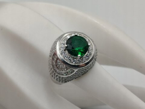 Bajeczny srebrny damski pierścionek CYRKONIE r. 23 srebro 925 biżuteria