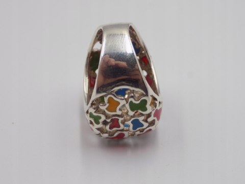 Piękny srebrny damski pierścionek AŻUROWY EMALIA roz. 11 biżuteria VINTAGE