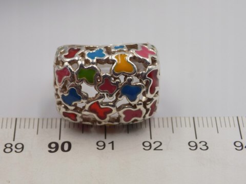 Piękny srebrny damski pierścionek AŻUROWY EMALIA roz. 11 biżuteria VINTAGE