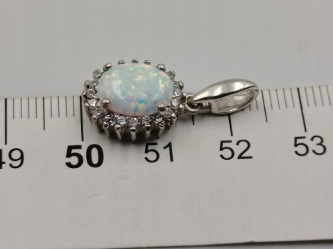 Piękny srebrny damski wisiorek/zawieszka OPAL CYRKONIE biżuteria srebro 925