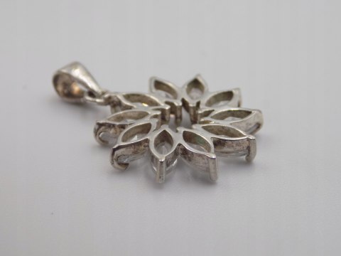 Piękny srebrny wisiorek/zawieszka KWIAT CYRKONIE srebro biżuteria VINTAGE