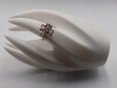 Piękny stary srebrny damski pierścionek CYRKONIE roz. 17 biżuteria VINTAGE