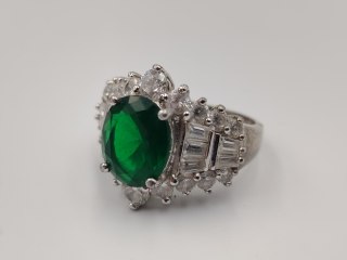 Piękny stary srebrny damski pierścionek THAILAND cyrkonie r.17/18 biżuteria