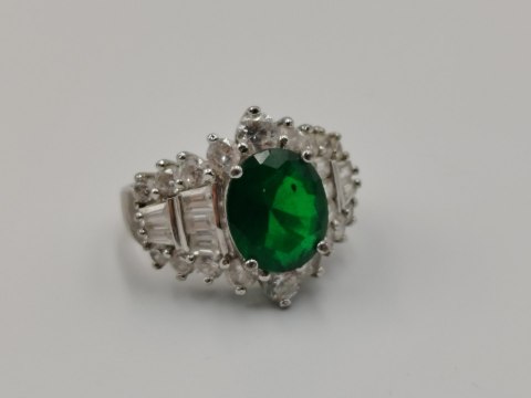 Piękny stary srebrny damski pierścionek THAILAND cyrkonie r.17/18 biżuteria