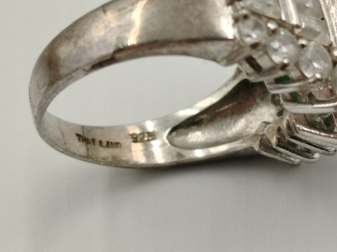 Piękny stary srebrny damski pierścionek THAILAND cyrkonie r.17/18 biżuteria