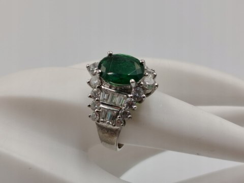 Piękny stary srebrny damski pierścionek THAILAND cyrkonie r.17/18 biżuteria