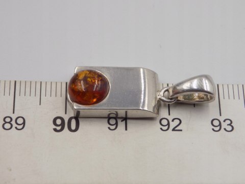 Piękny stary srebrny damski wisiorek/zawieszka BURSZTYN biżuteria VINTAGE